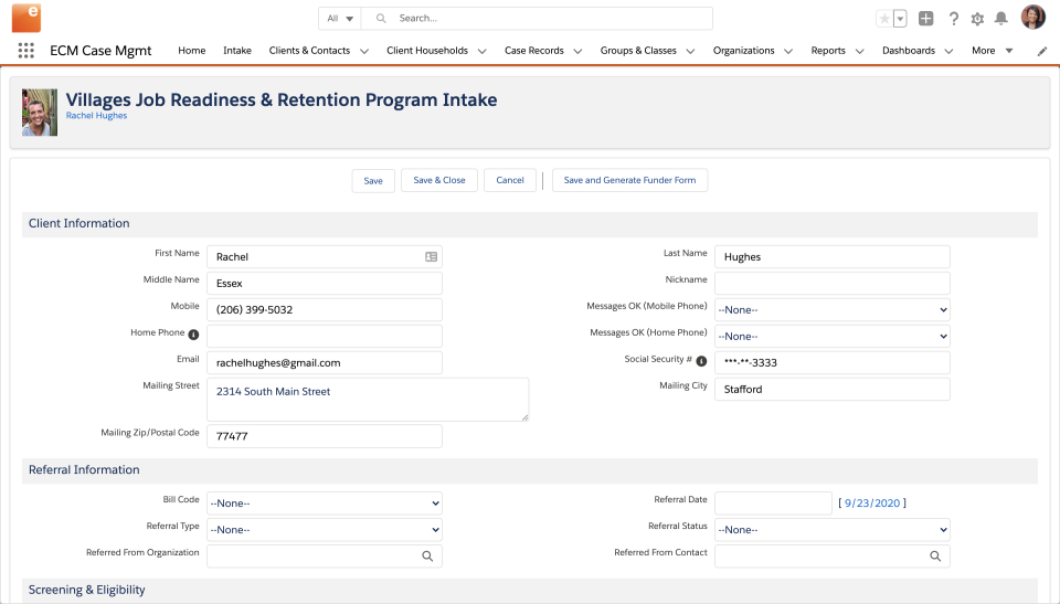 screenshot of Exponent Case Management